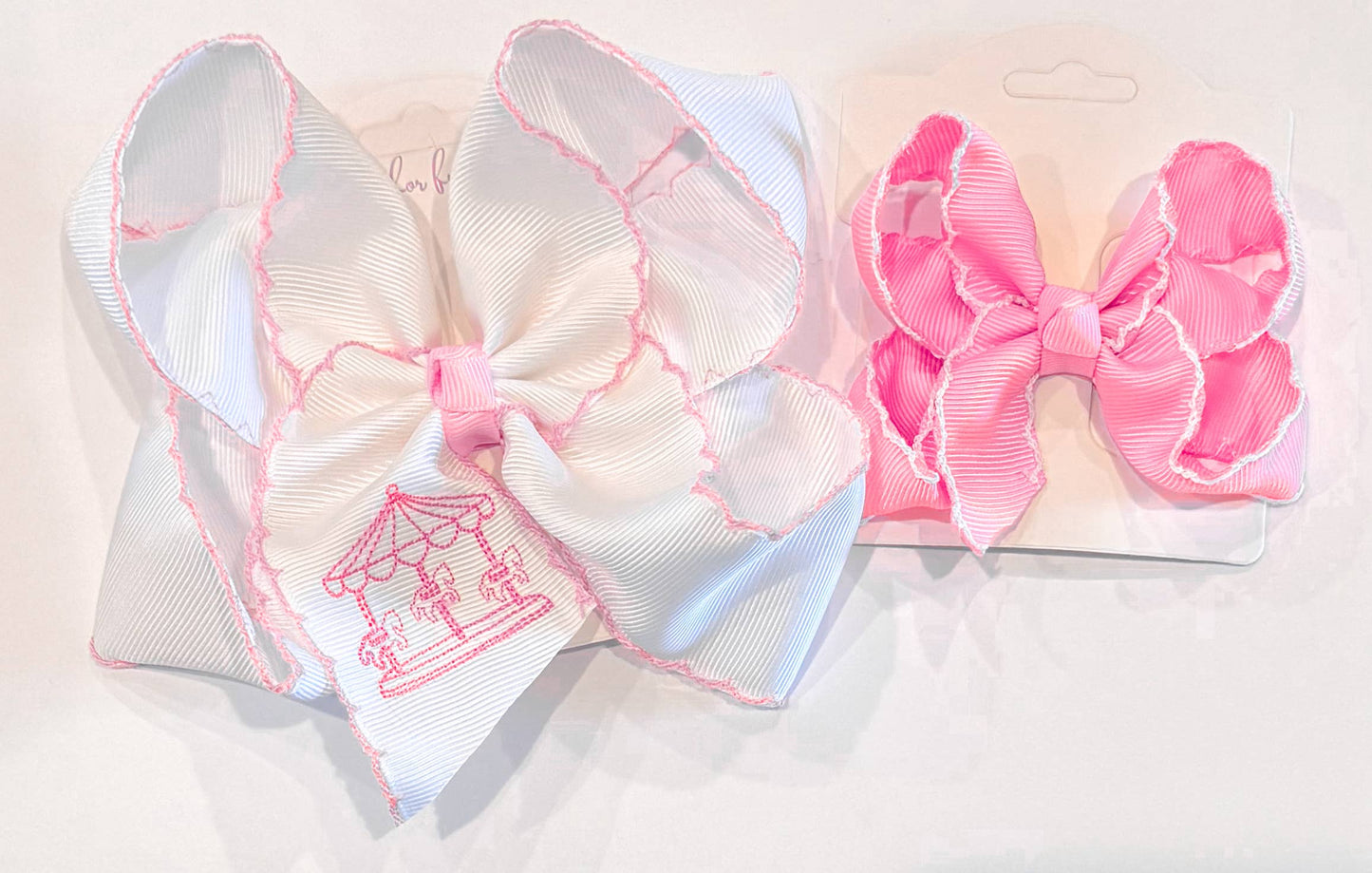 Pink Carousal Moonstitch Hair Bow