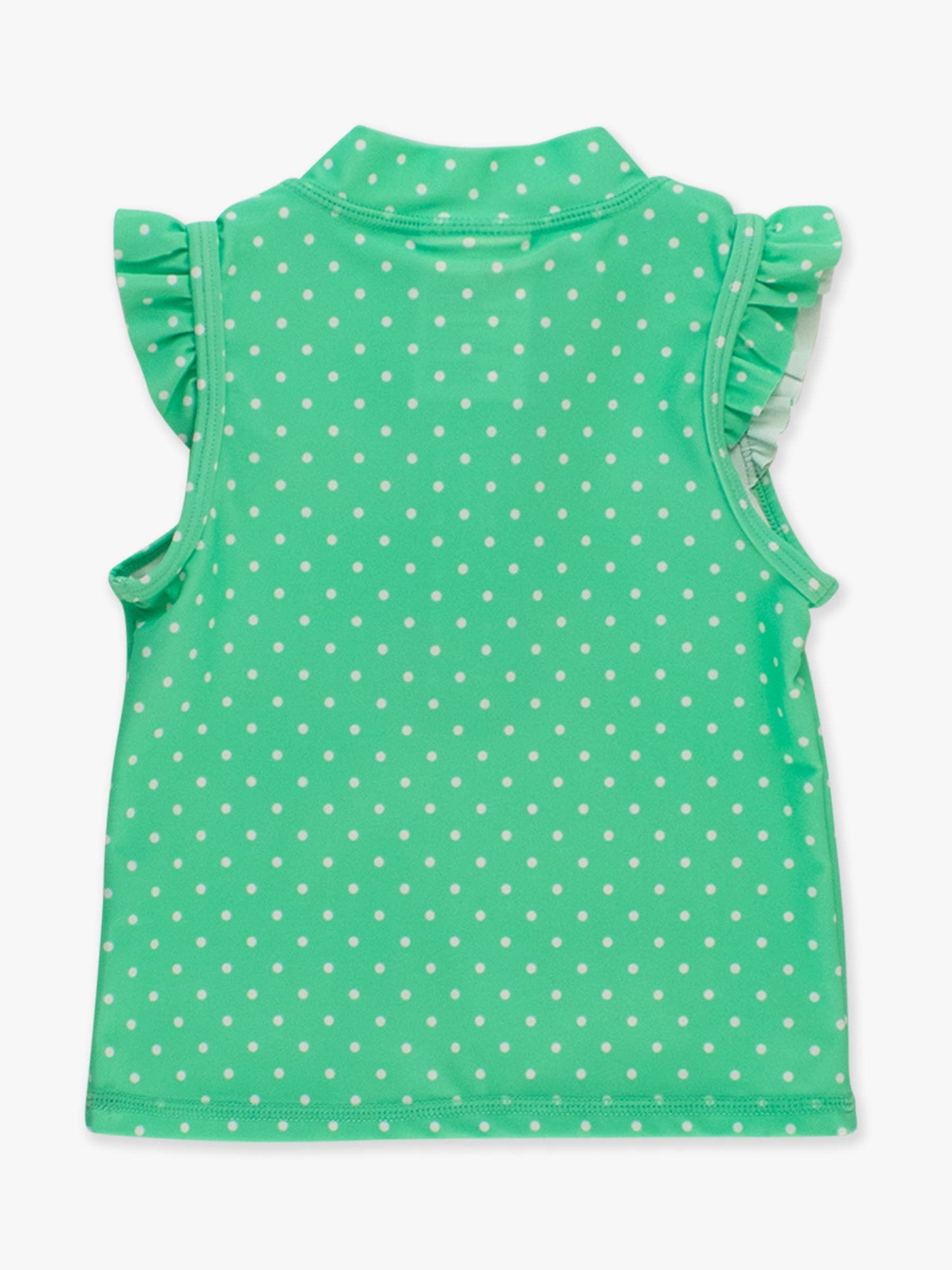 Girls Spring Bud Micro Dot Sleeveless Zip Ruffle Sleeve Active Top