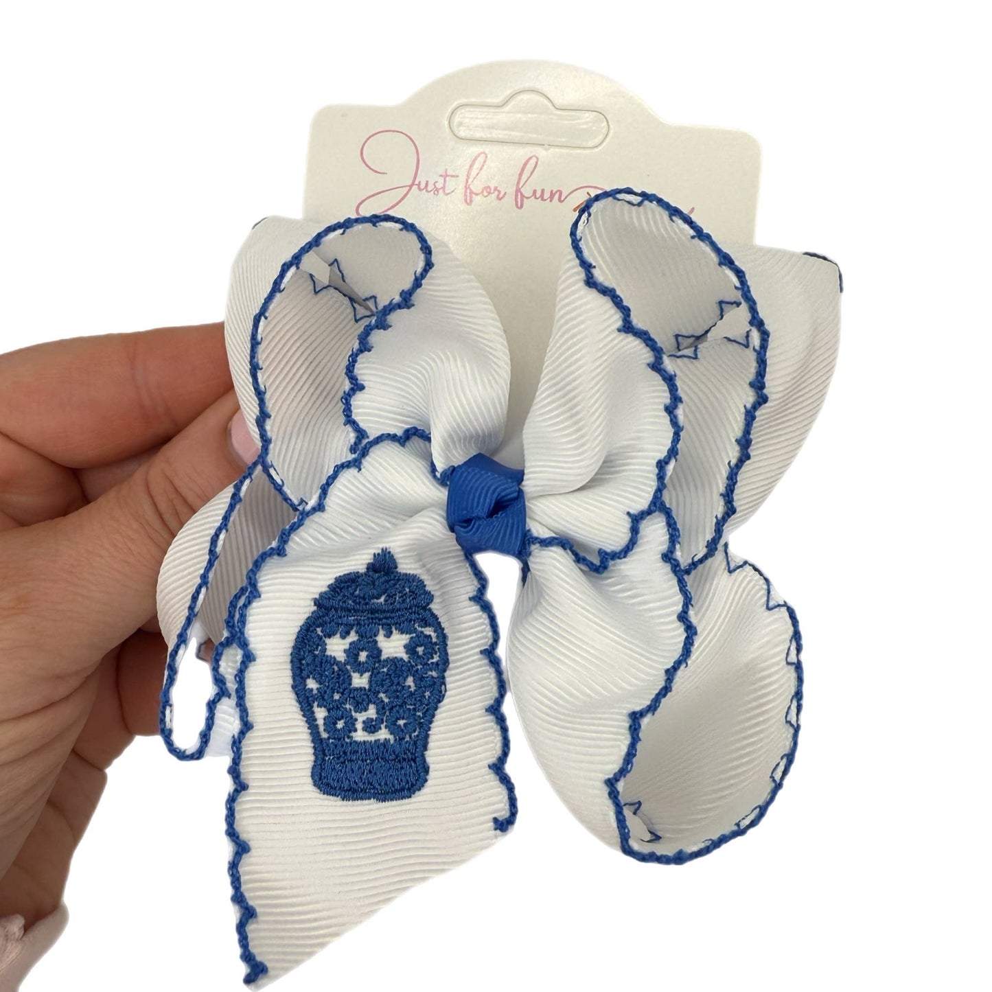 Ginger Jar Embroidered Hair Bow