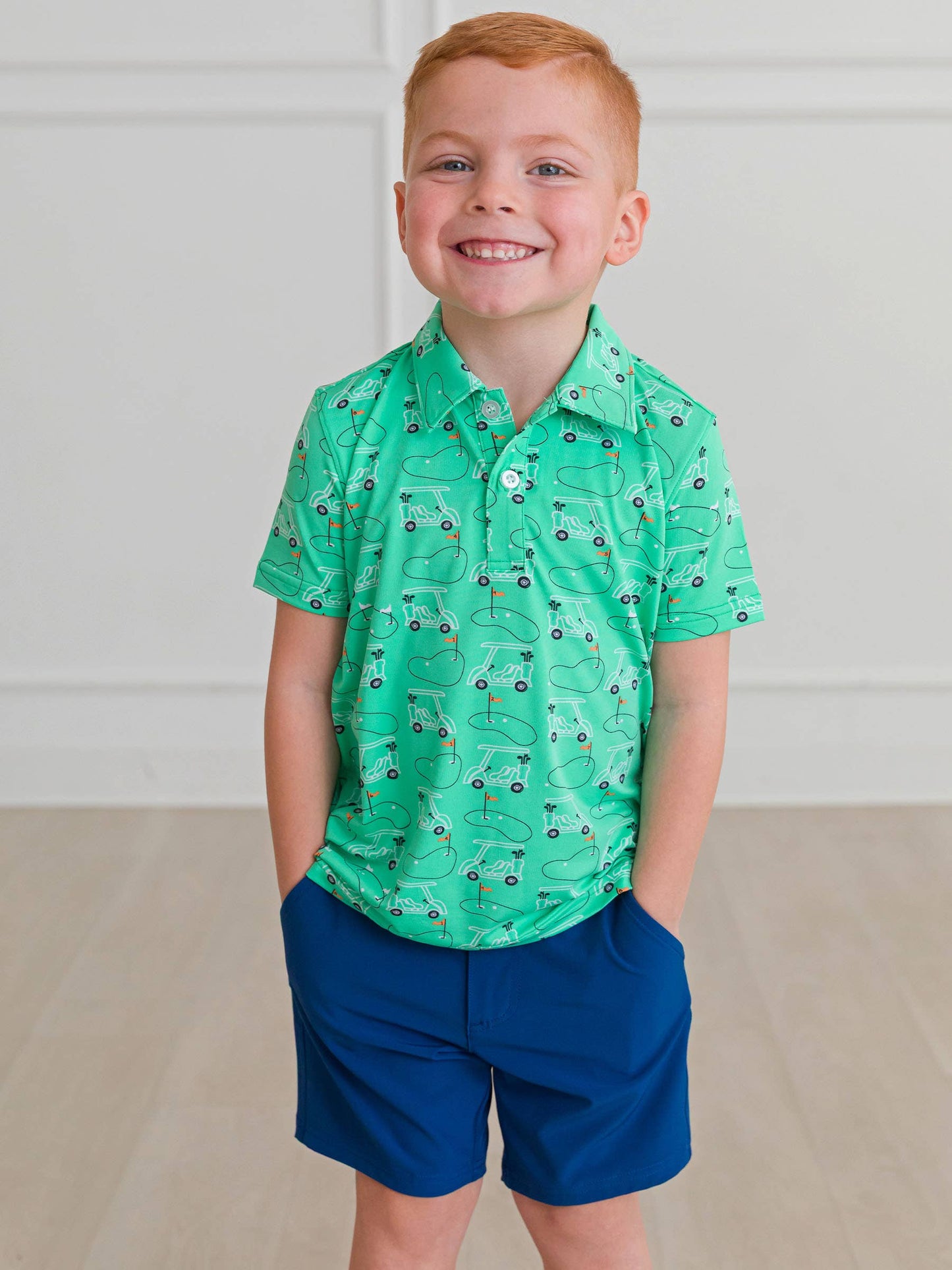 Boys Cart Cruisers Knit Short Sleeve Performance Polo