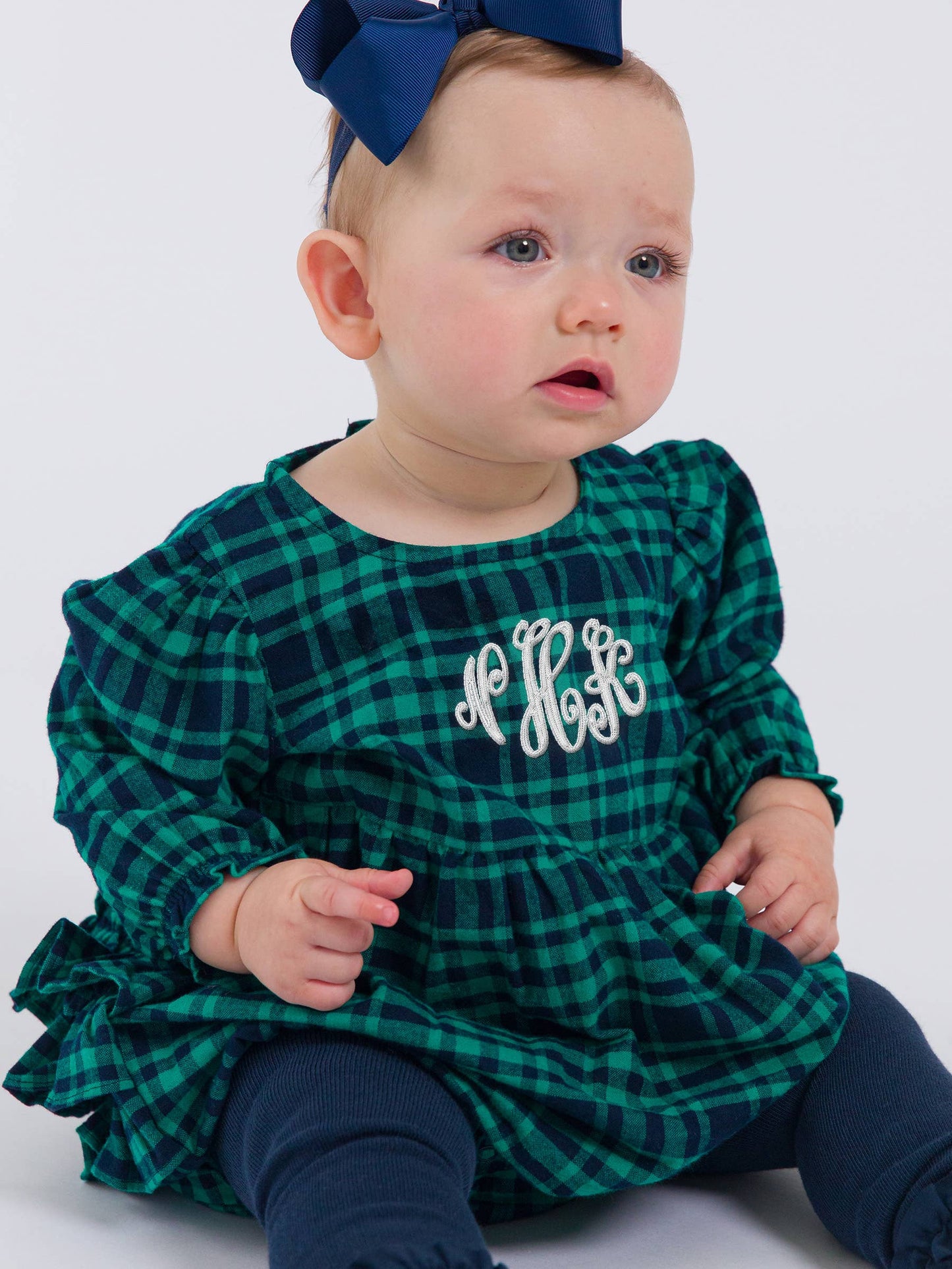 Baby Girls Hayden Plaid Woven Long Sleeve Bubble Romper