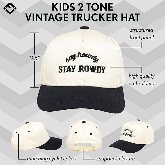 Kids/Baby Two Tone Vintage Cap - Say Howdy Stay Rowdy