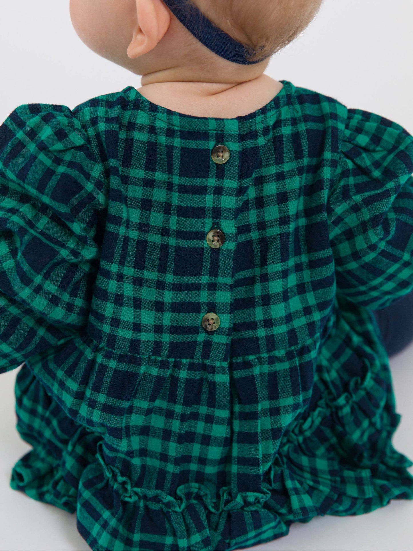 Baby Girls Hayden Plaid Woven Long Sleeve Bubble Romper