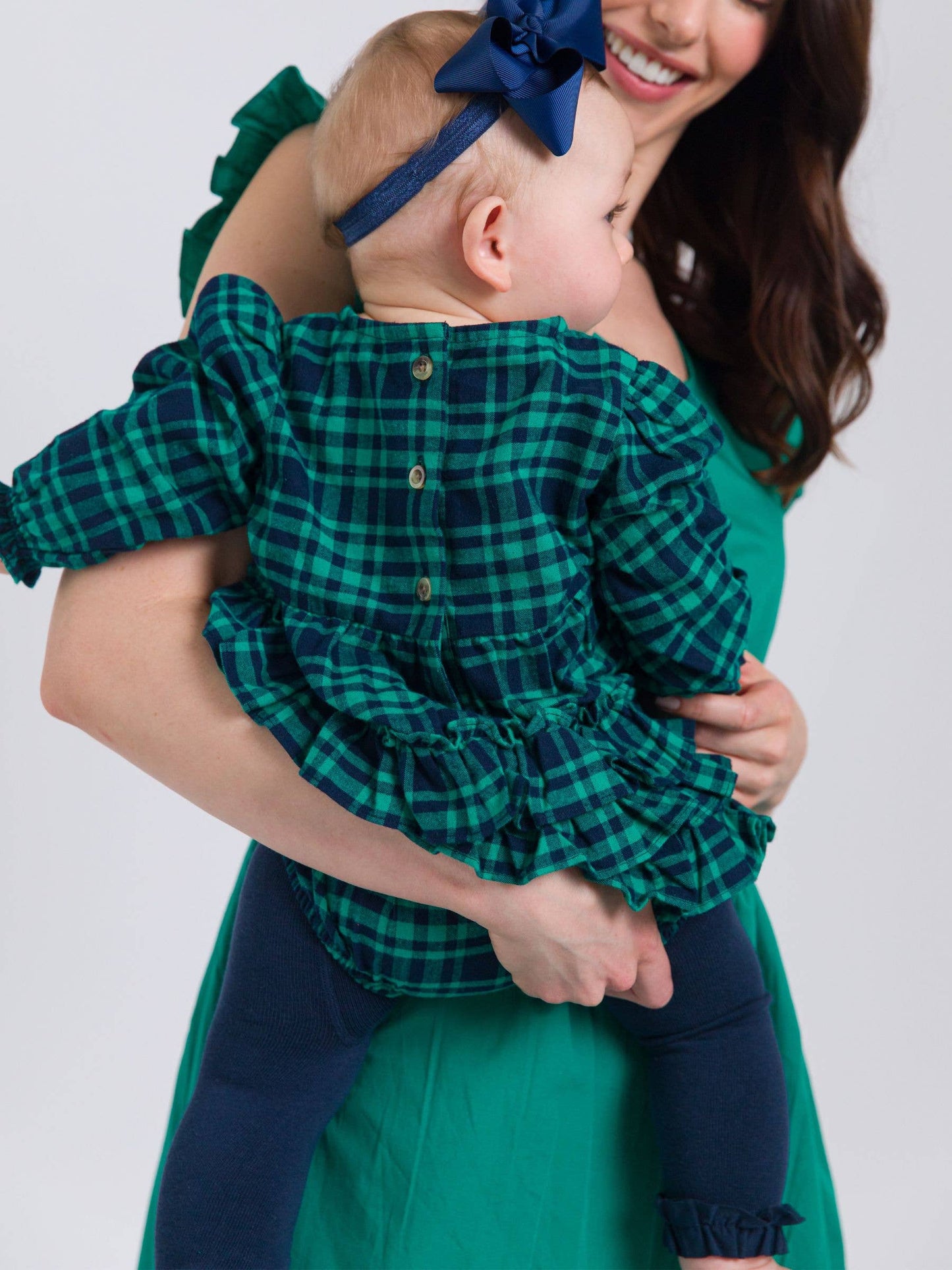 Baby Girls Hayden Plaid Woven Long Sleeve Bubble Romper