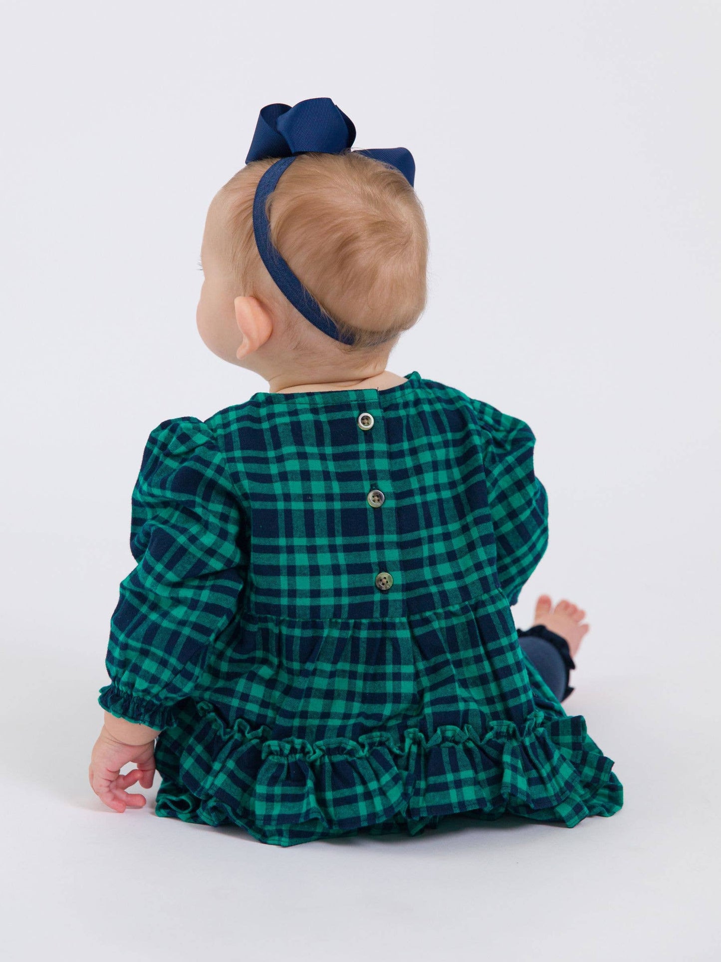 Baby Girls Hayden Plaid Woven Long Sleeve Bubble Romper