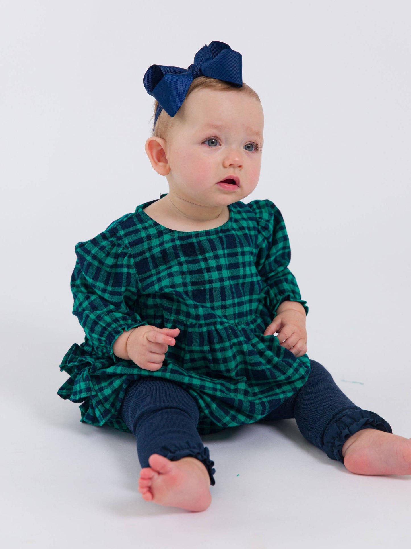 Baby Girls Hayden Plaid Woven Long Sleeve Bubble Romper