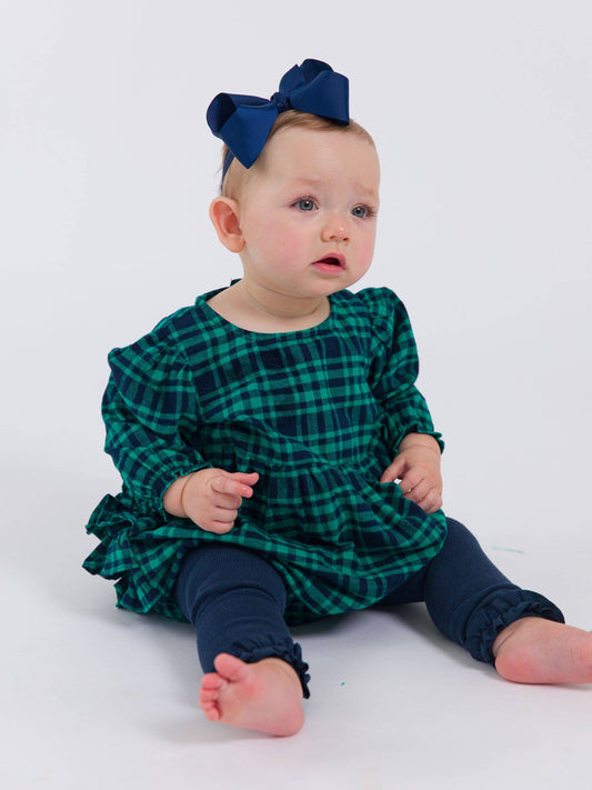 Baby Girls Hayden Plaid Woven Long Sleeve Bubble Romper