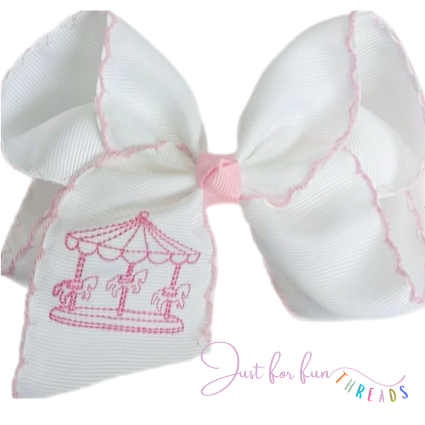 Pink Carousal Moonstitch Hair Bow
